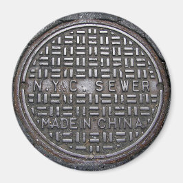 New York Sewer Cover & Asphalt Pavement Photo Magnet