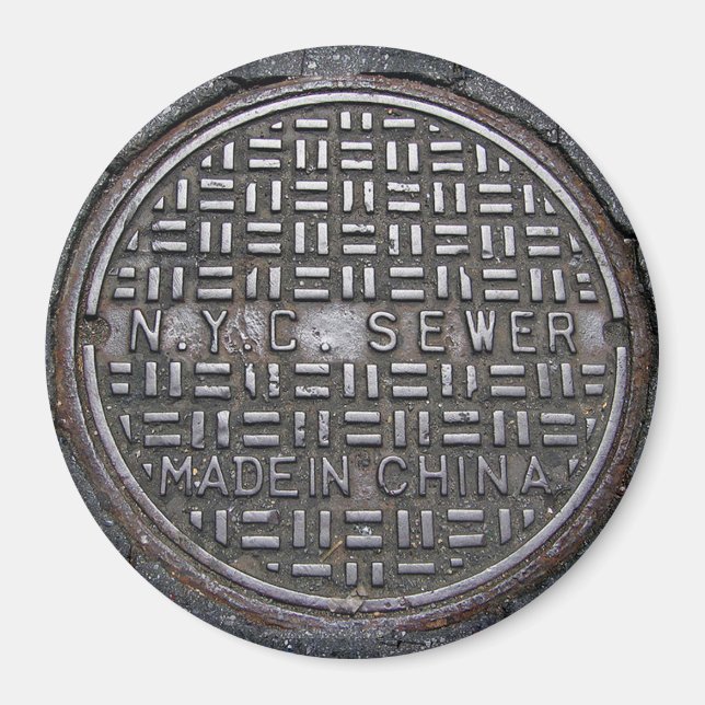 New York Sewer Cover & Asphalt Pavement Photo Magnet (Framsidan)