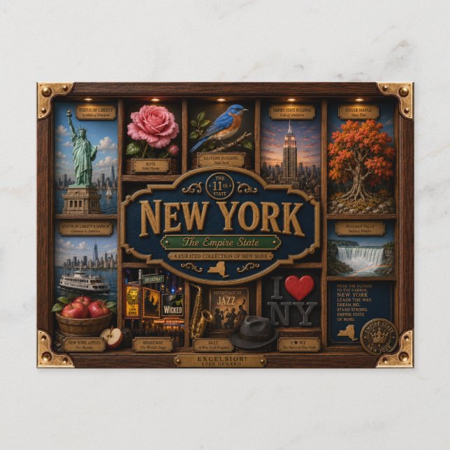 New York Shadow Box 3D Figurin Stat Vykort (Framsida)