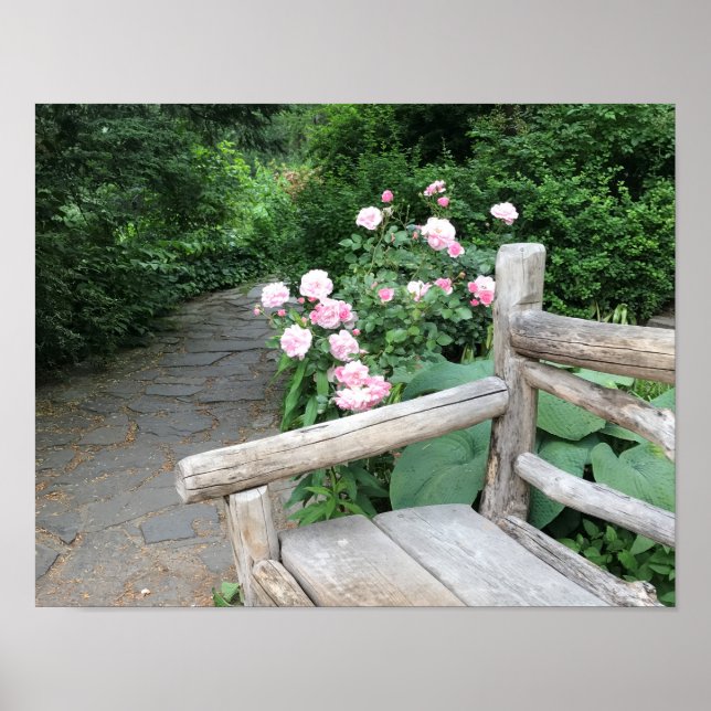New York Shakespeare Garden Central Park Bench NYC Poster (Framsidan)