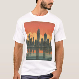 New York-sinnestillstånd - Retro Skyline Art Print T Shirt
