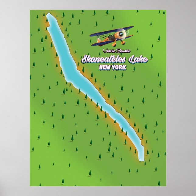 new york Skaneateles sjökarta Poster (Framsidan)