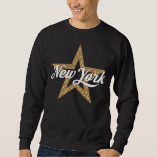 New York-skript med stjärnor (vit typ) Lång Ärmad Tröja