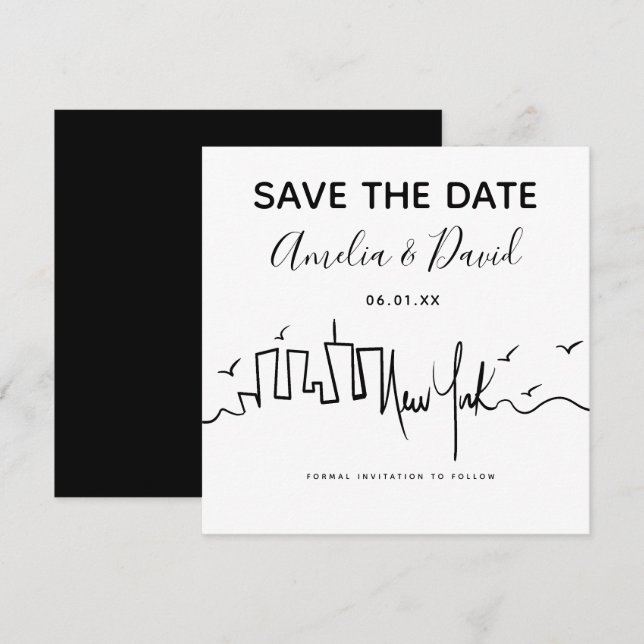 New York Skript Ritad Spara Datum (Fram/baksida)