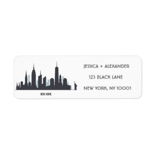 New York Skylin Silhouette Black Elegant L Returadress Etikett