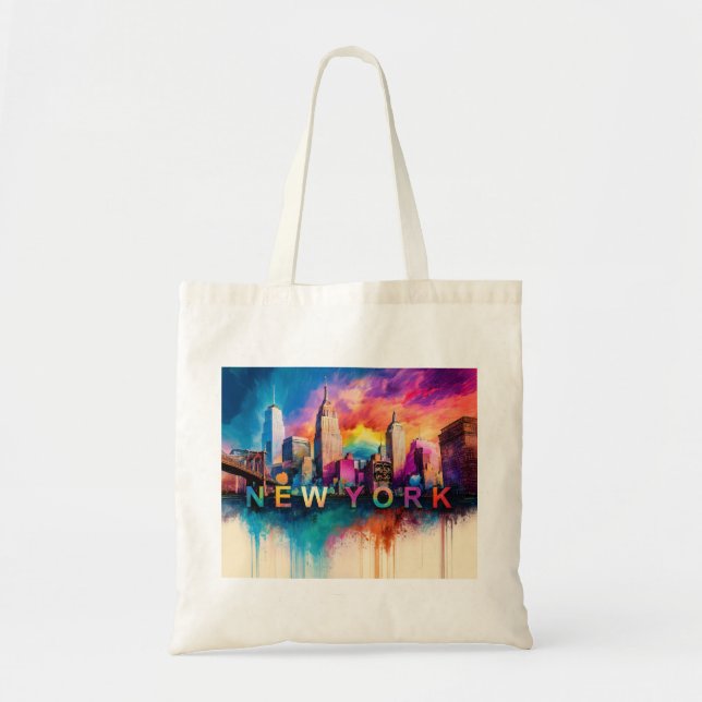 New York Skyline Abstrakt Art Tygkasse (Framsidan)