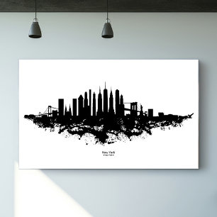New York Skyline Akvarell Svart och Vitt Poster