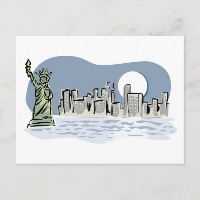 New York Skyline av Moonlight Vykort (Framsida)