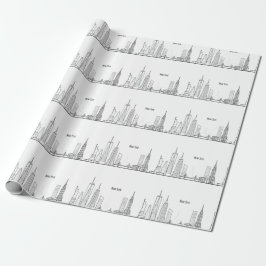 New York Skyline Black Big Apple Modern City Presentpapper