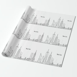 New York Skyline Black Big Apple Modern City Presentpapper