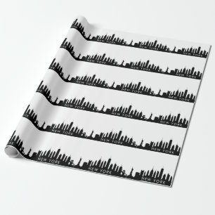 New York Skyline Black Big Apple Modern City Wrapp Presentpapper