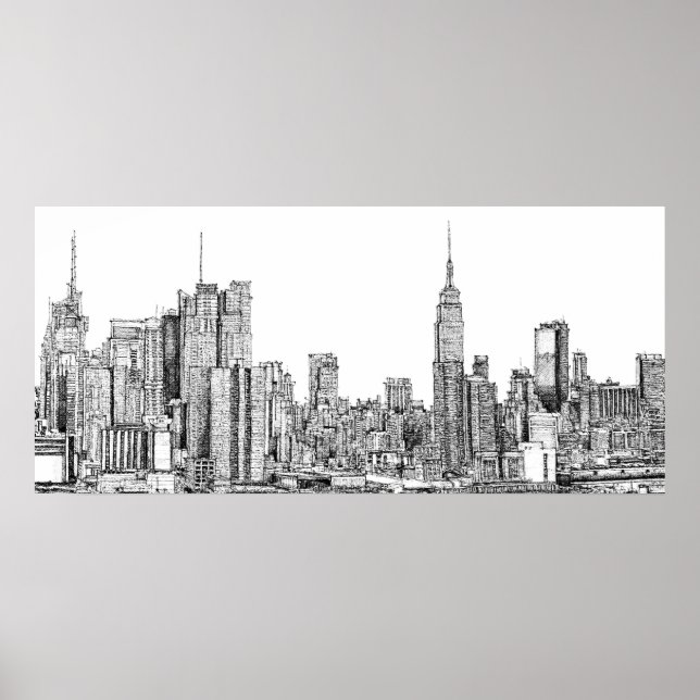 New York-skyline bläck poster (Framsidan)