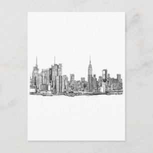 New York skyline bläck Vykort