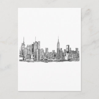 New York skyline bläck Vykort