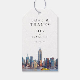New York Skyline Bröllop Tack Presentetikett