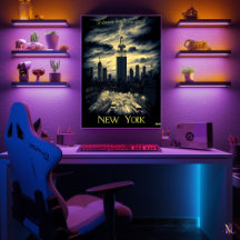 New York Skyline - Charcol Monochrome Art - Urban