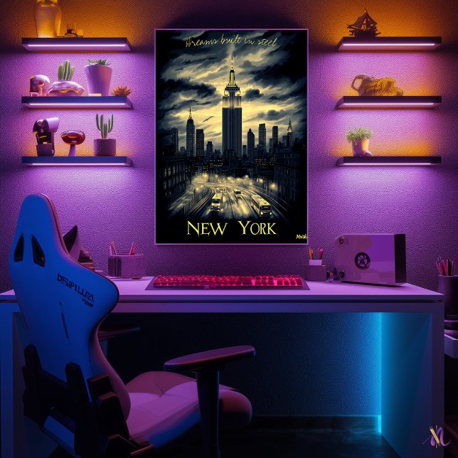 New York Skyline - Charcol Monochrome Art - Urban Poster (Skapare uppladdad)
