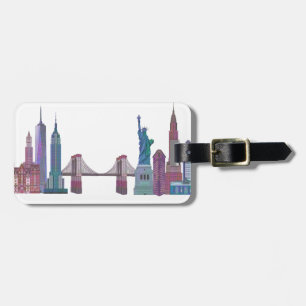 New York Skyline Färgad Byggnad Bagagebricka