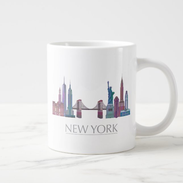 New York Skyline Färgad Byggnad Jumbo Mugg (Höger)