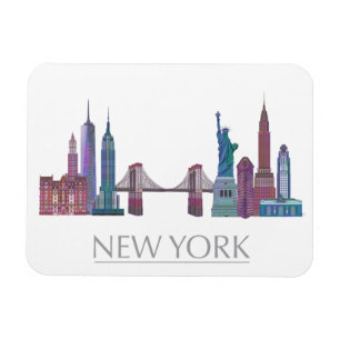 New York Skyline Färgad Byggnad Magnet
