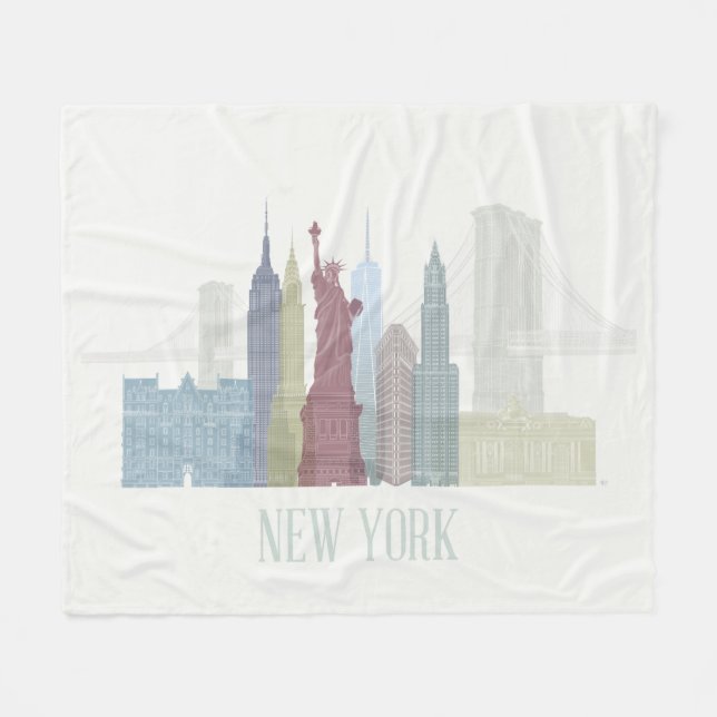 New York Skyline Fleecefilt (Framsidan (Horisontell))