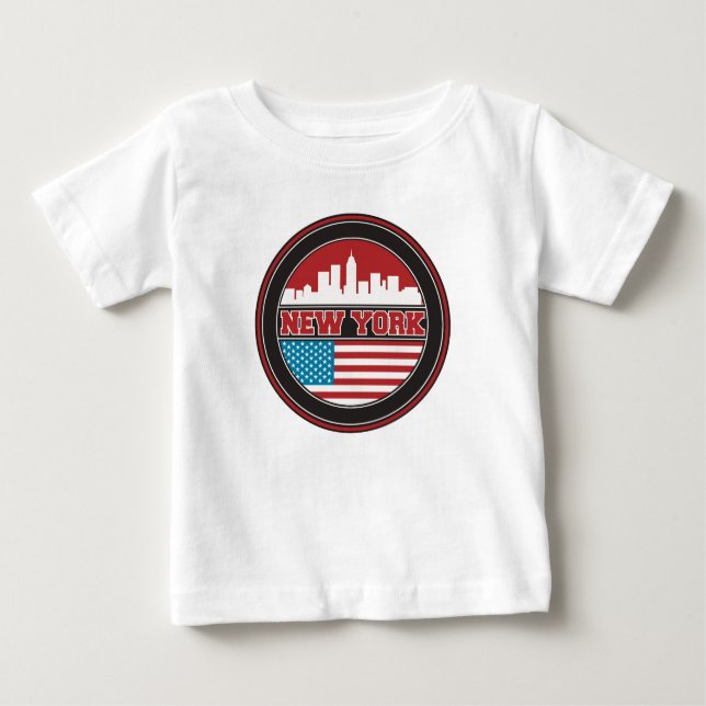 New York Skyline | Förenade Stater Flagga T-shirt (Framsida)