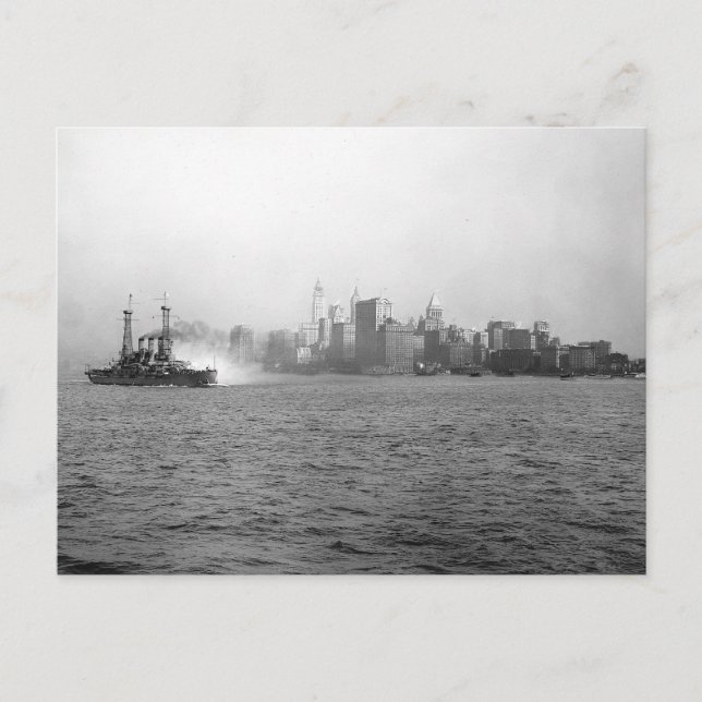 New York Skyline från Harbour, 1920 Vykort (Framsida)