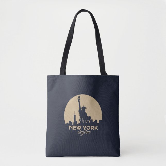 New York Skyline Frihetsgudinnan Minimalist Tygkasse (Framsida)
