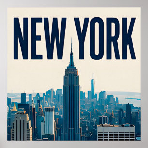 New York Skyline Frihetsgudinnan Resesign Poster