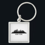 New York Skyline Fyrkantig Silverfärgad Nyckelring<br><div class="desc">New York Skyline</div>