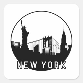 New York Skyline Fyrkantigt Klistermärke