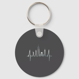 New York Skyline Heartbeat Love Frihetsgudinnan Nyckelring