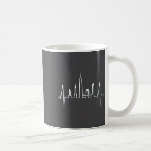New York Skyline Heartbeat Love Statue Of Liberty  Kaffemugg (Höger)