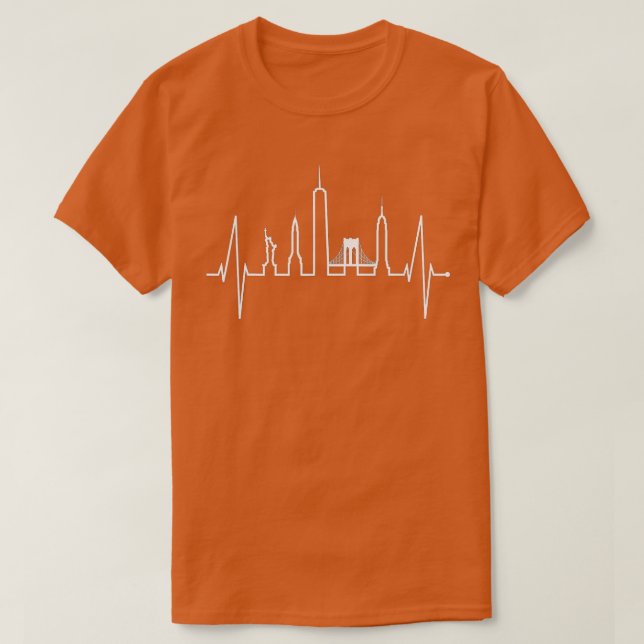 New York Skyline Heartslag Frihetsgudinnan I Lov T Shirt (Design framsida)