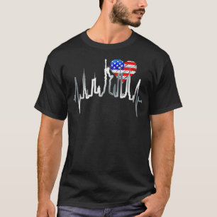 New York Skyline Heartslag Frihetsgudinnan US Fl T Shirt