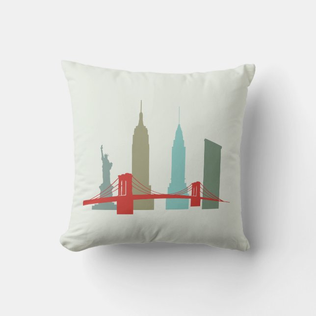 New York Skyline, historiskt landmärkesarkitektur Kudde (Framsida)