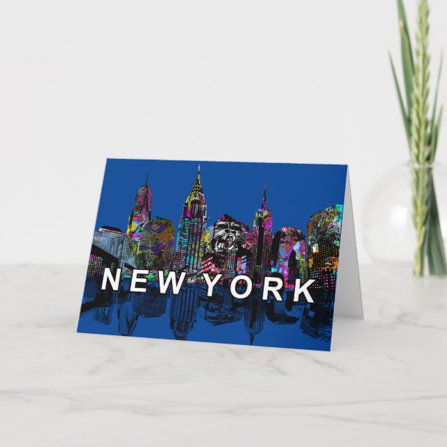 New York-skyline i graffiti Kort (Framsida)