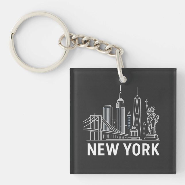 New York Skyline Keychain - Iconic City Landmark S (Framsidan)
