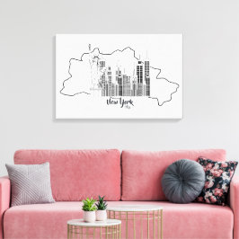 New York Skyline Minimalist Stretched Canva art Canvastryck