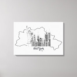 New York Skyline Minimalist Stretched Canva art Canvastryck