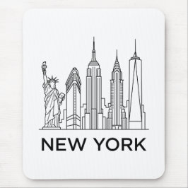 New York Skyline Minimalistisk Linje Konst Musmatta