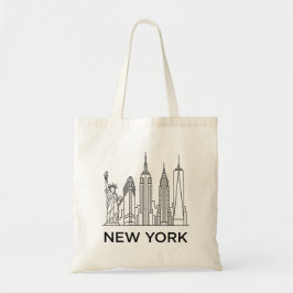 New York Skyline Minimalistisk Linje Konst Tygkasse
