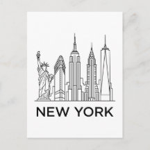 New York Skyline Minimalistisk Linje Konst