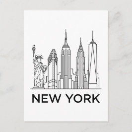 New York Skyline Minimalistisk Linje Konst Vykort