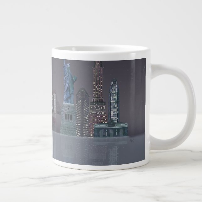 New York Skyline Nattreflektioner Jumbo Mugg (Höger)