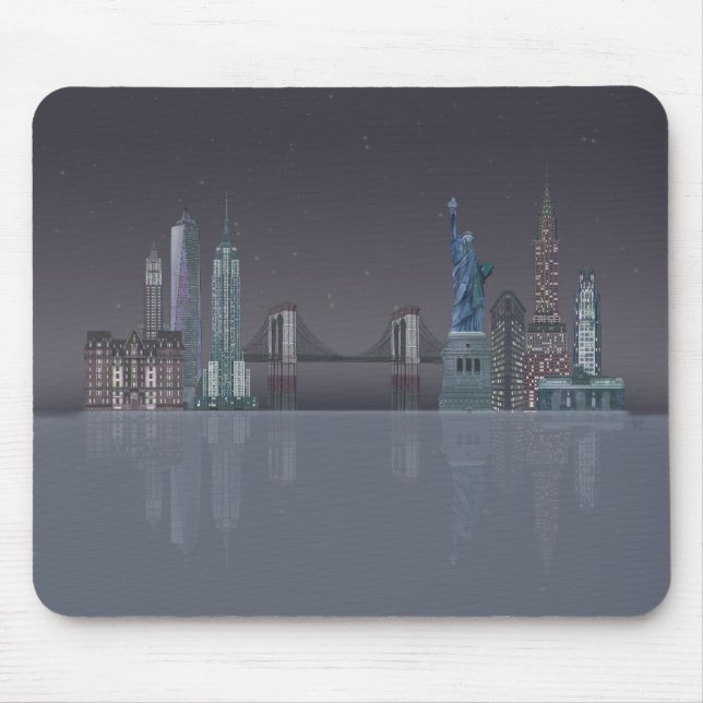 New York Skyline Nattreflektioner Musmatta (Framsidan)