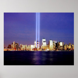 New York Skyline Night Ljus Memorial Poster