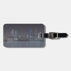 New York Skyline Night Reflektion Bagagebricka