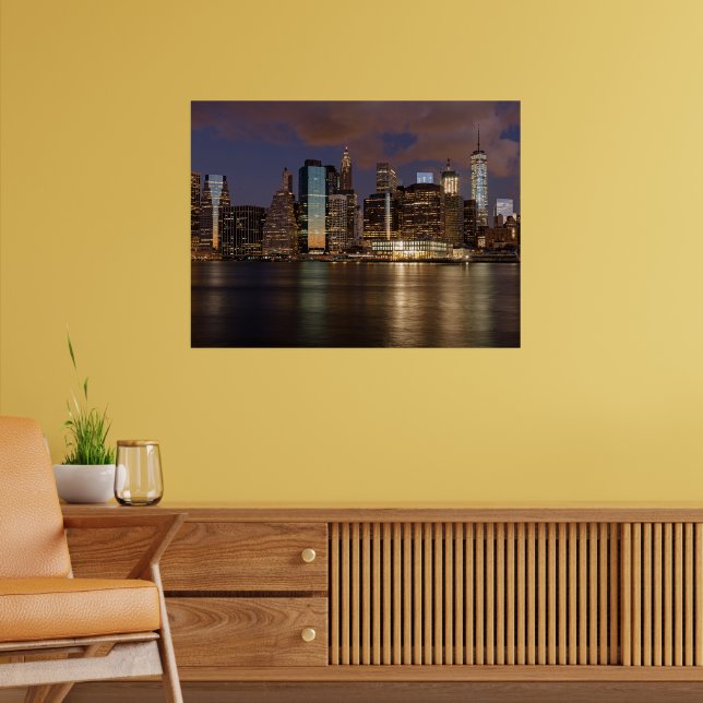 New York Skyline på natten Poster (Vardagsrum 2)