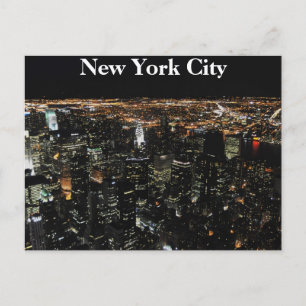 New York Skyline på natten Vykort
